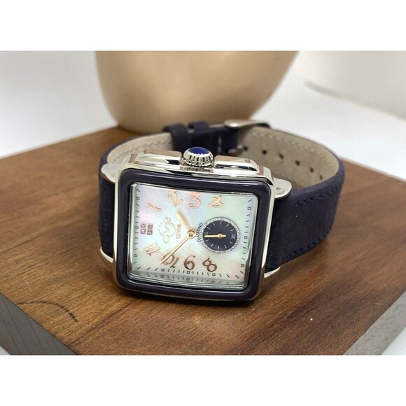 GV2 by Gevril Women's Watch 9260 Swiss Quartz Mother of Pearl Dial Blue Leather - Picture 7 of 13